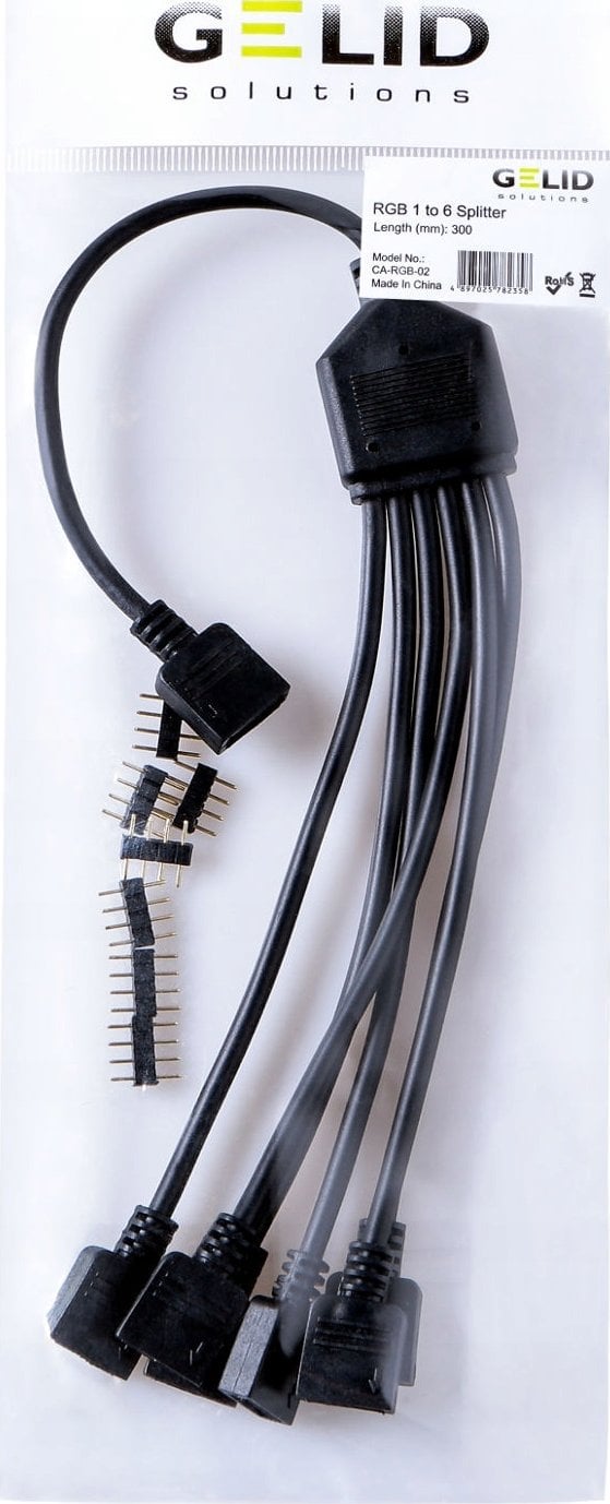 Kabllo ndarëse RGB Gelid Solutions 1 në 6, 5V 3 pin ARGB, e zezë