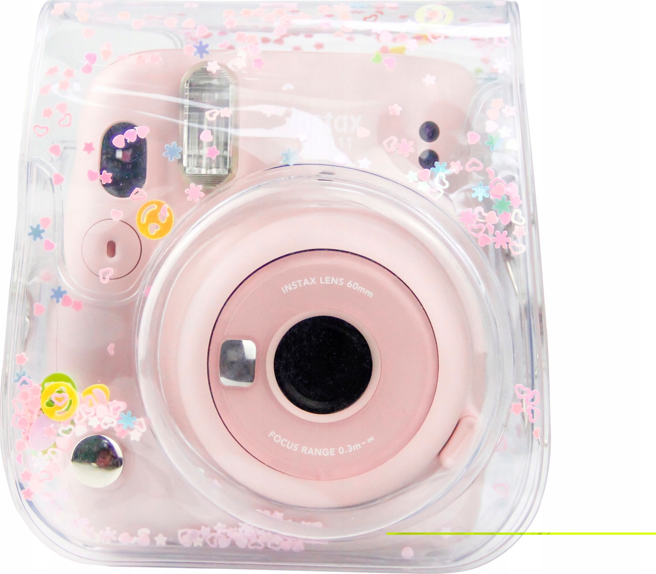 Заштитна кутија LoveInstant за Fujifilm Instax Mini 11, проѕирна пластика, со розови сјајчиња