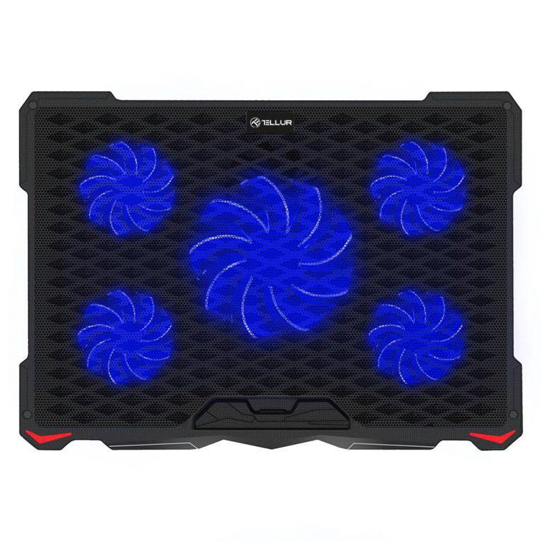 Bazë ftohëse për laptop Tellur Basic, 17.3", 5 ventilatorë, e zezë