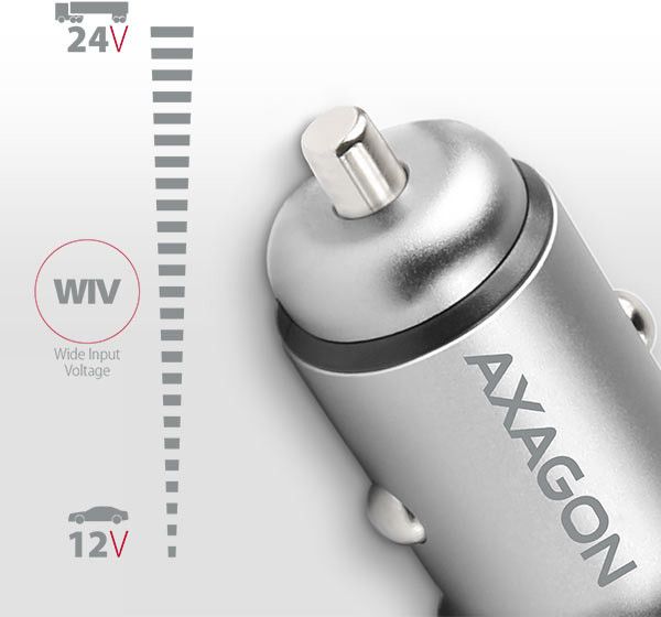 Karikues makine AXAGON mini SMART, 2x porte 5V-2.4A + 2.4A, 24W, i argjendtë      