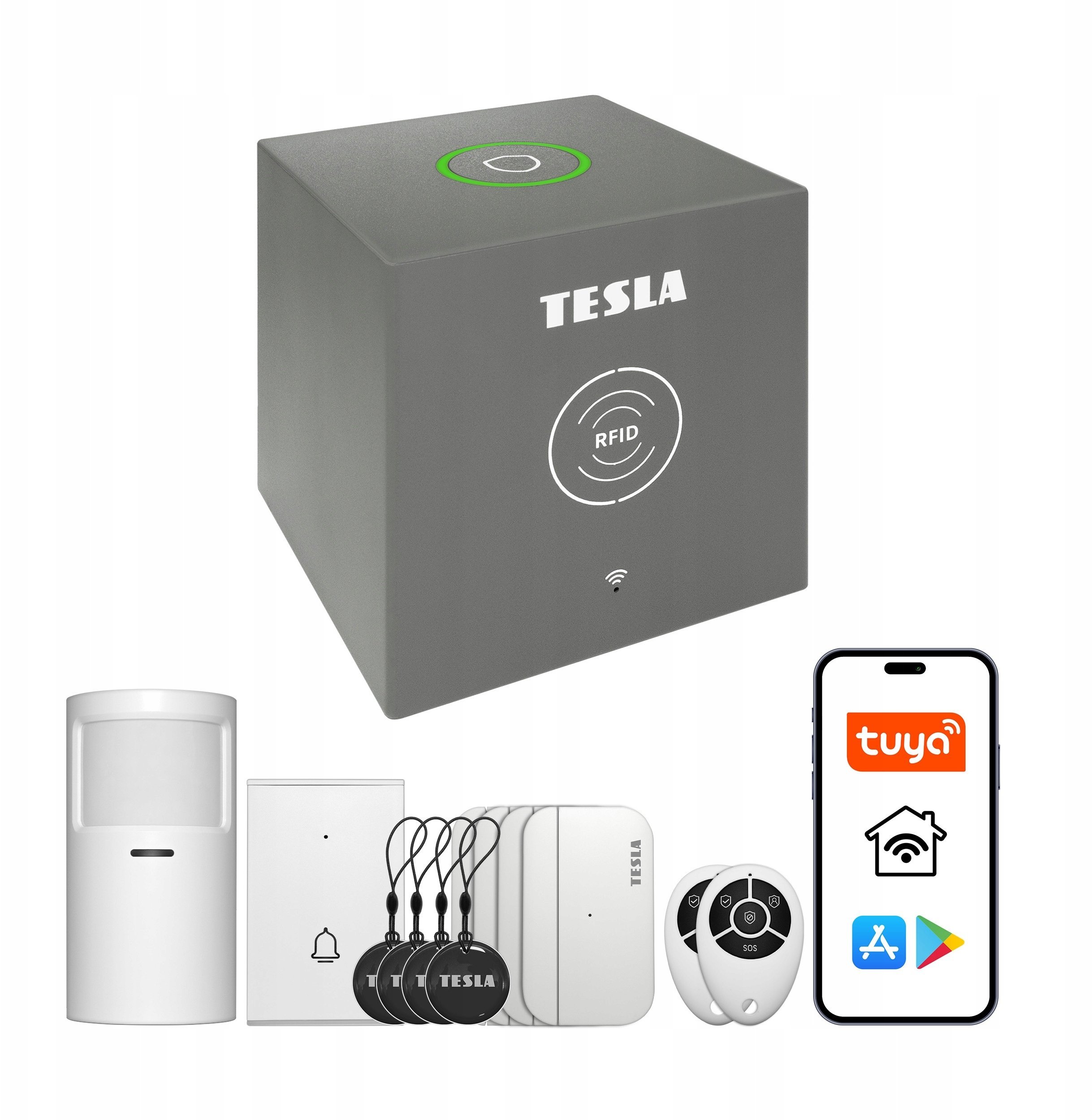 Sistem sigurie Tesla SecureQ I13, WiFi GSM, kontroll me aplikacion, i bardhë