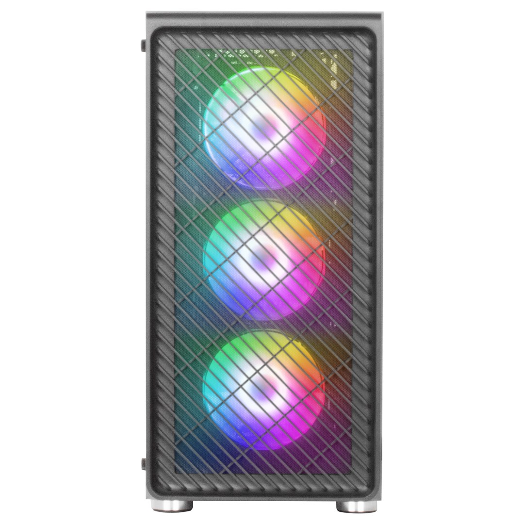 Kasa PC Mars Gaming MCF, MIDI Tower, ATX, RGB, e zezë
