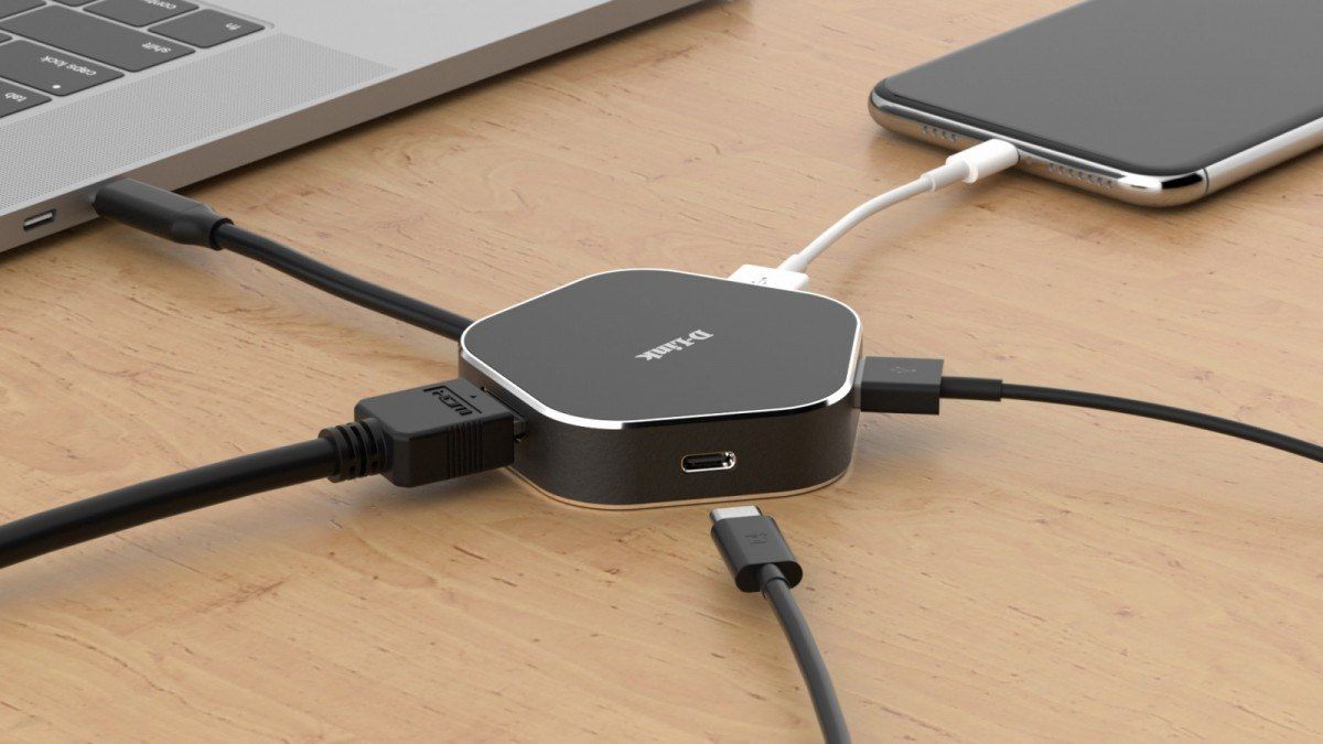 Docking station USB C D Link DUB M420, 4 ne 1, HDMI 4K, Power Delivery 60W, gri