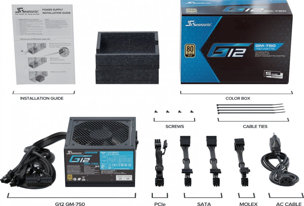 Burim energjie SeaSonic G12 GM G12-GM-750 ATX, 750W