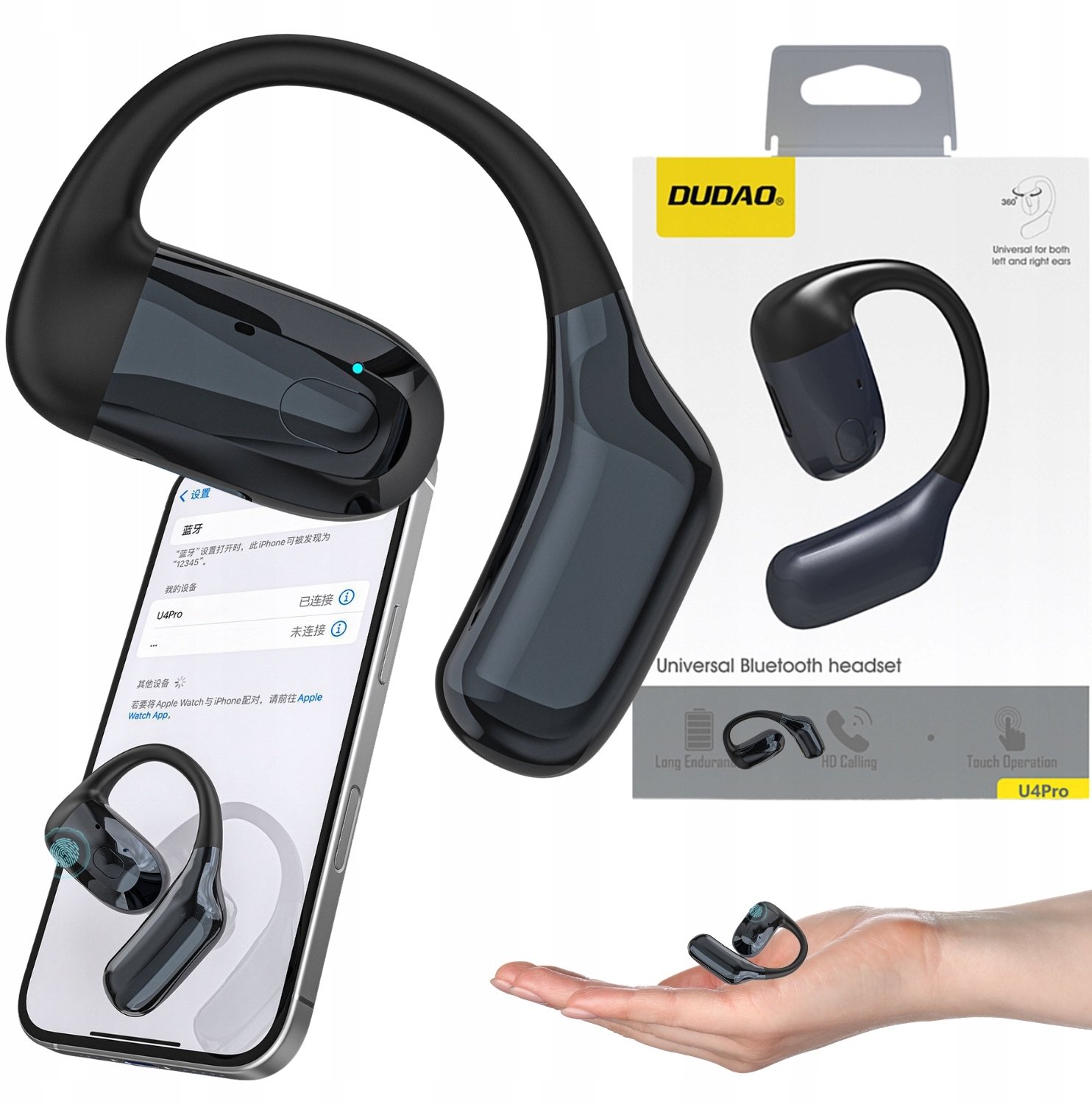 Kufje Bluetooth Dudao U4Pro, universale, Bluetooth 5.3, e zezë
