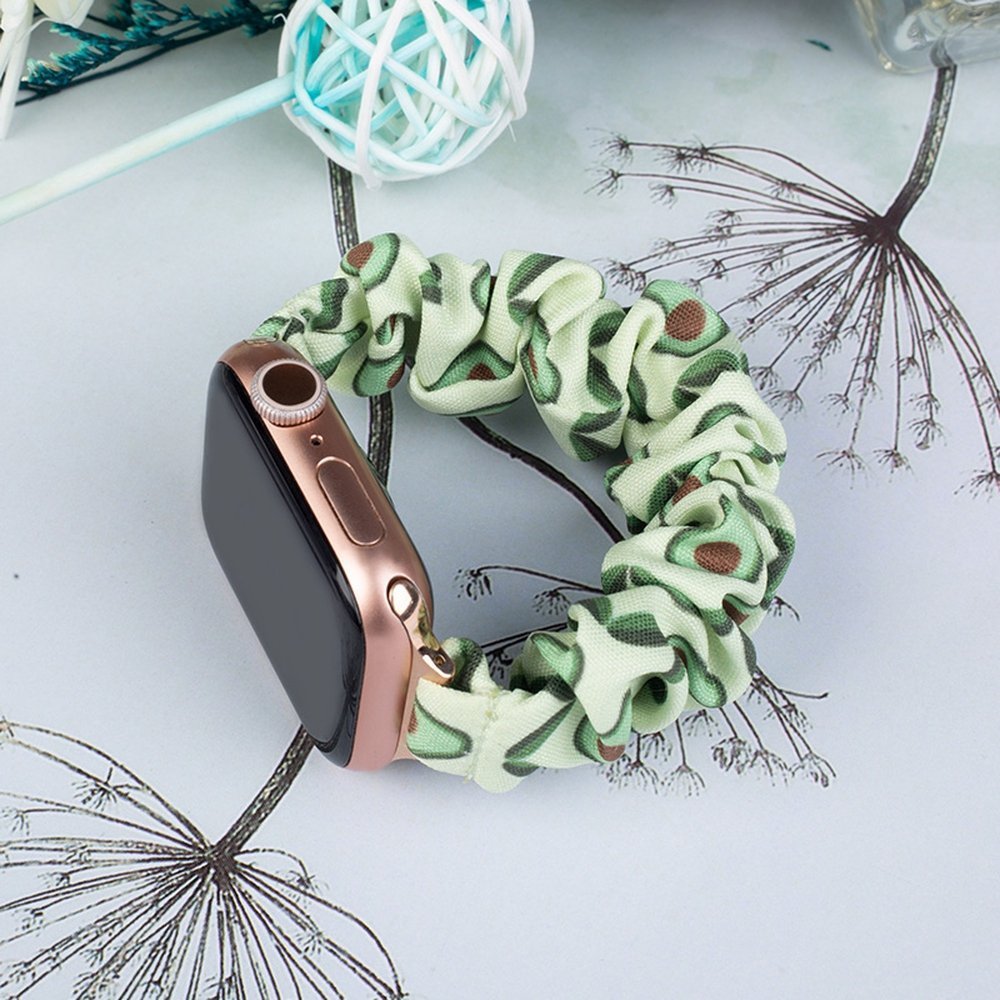 Rrip stofi Hurtel për Apple Watch 7 6 5 4 3 2 SE, 45 44 42mm, byzylyk elastik, ngjyrë avocado 2