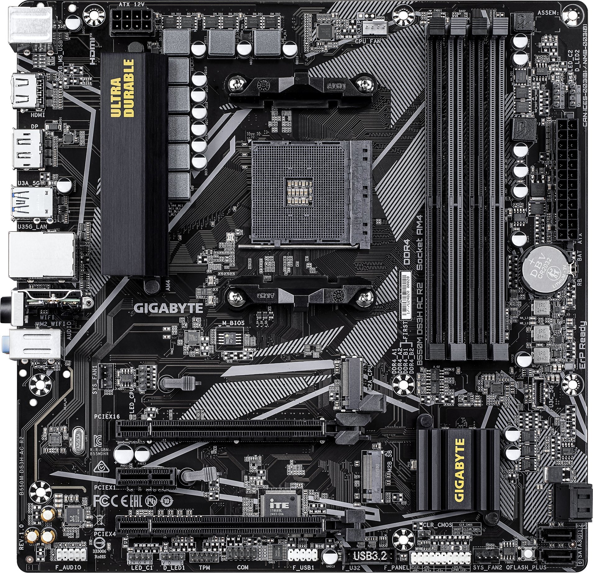 Pllakë amë Gigabyte B550M DS3H AC R2, socket AM4, DDR4, Wi Fi 5