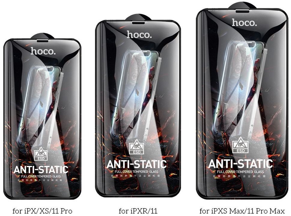 Set xhami mbrojtës Hoco HD, 25 copë, për iPhone 11 Pro Max dhe XS Max, me kornizë të zezë