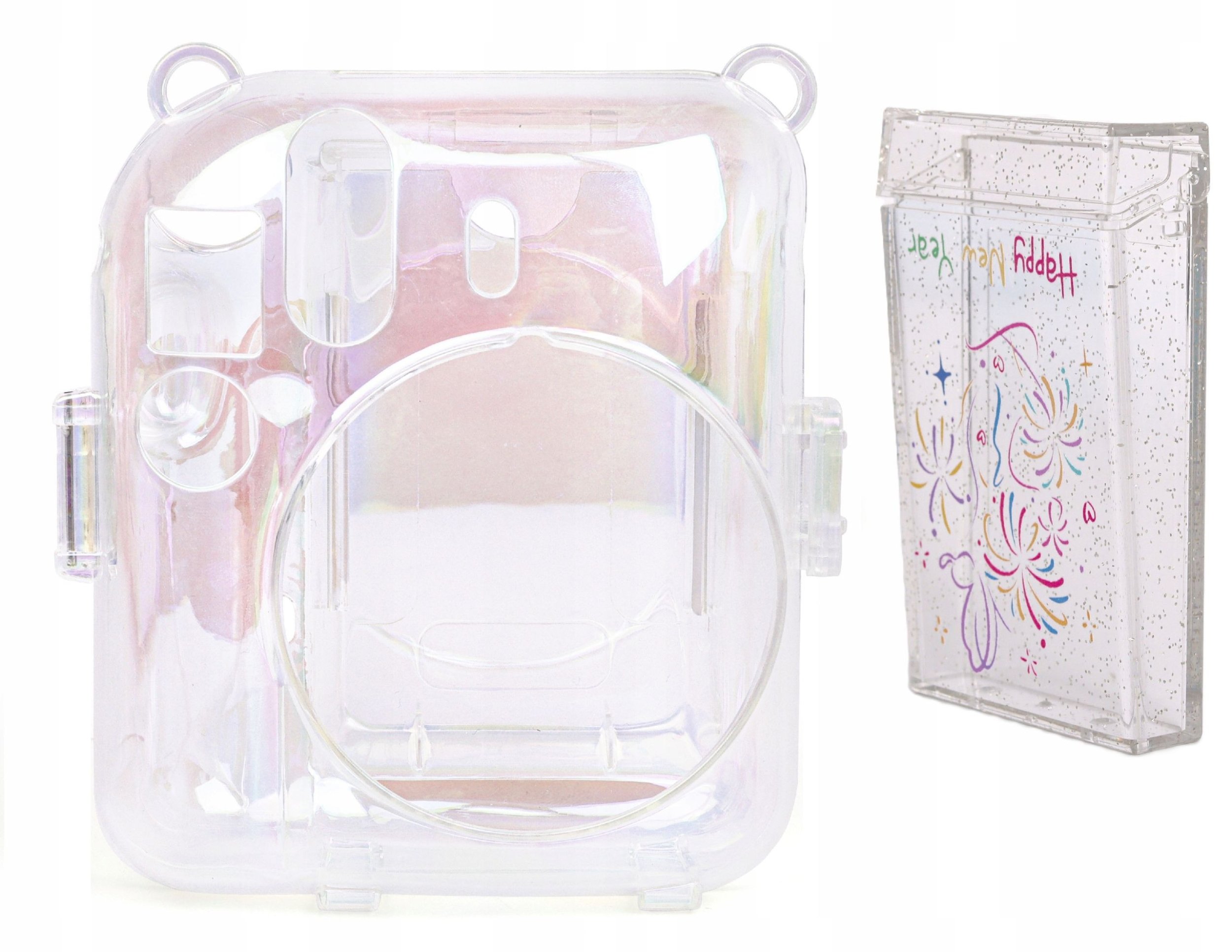 Set mbrojtës LoveInstant për kamerë Fuji Instax Mini 12, kuti transparente, sleeve transporti me shkëlqim