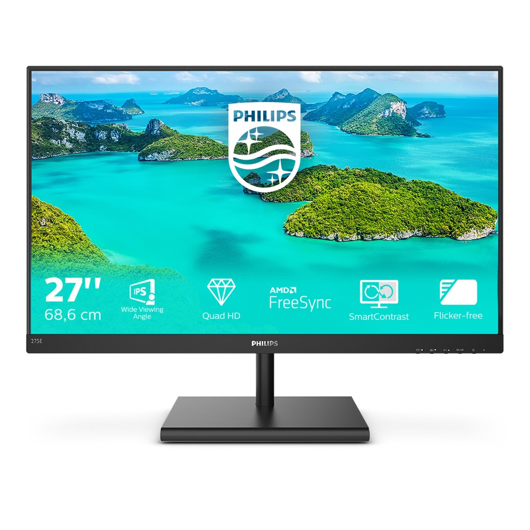 Monitor Philips E Line, 27", 2560 x 1440, Quad HD, 75 Hz, i zi