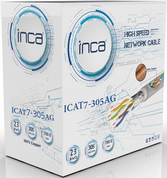 Kabllo rrjeti Inca ICAT7-305AG, CAT7 S/FTP, 305m, gri