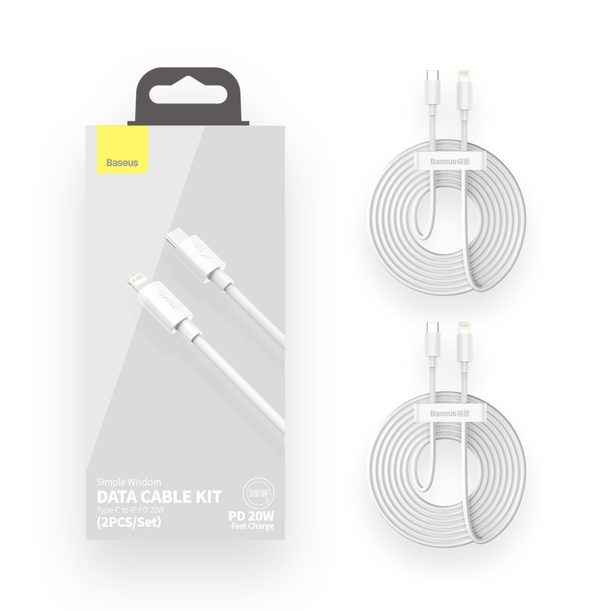 Kabllo karikimi Baseus USB C në Lightning, 150cm, Power Delivery 20W, e bardhë