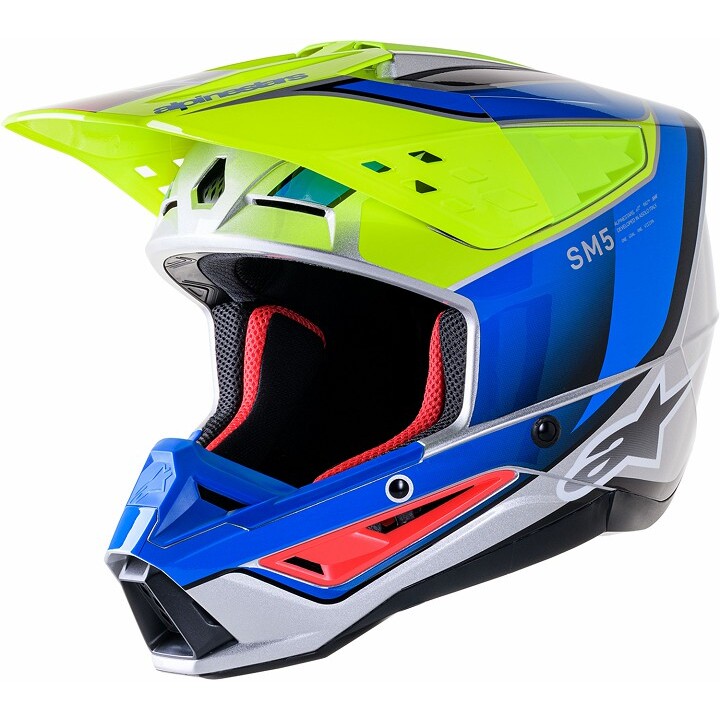 Helmetë motocross Alpinestars S-M5 Sail, termoplastik, madhësia L, blu neon