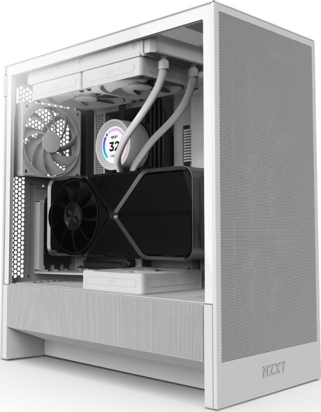 Kути за компјутер NZXT H5 Flow, mid tower, калено стакло, бела