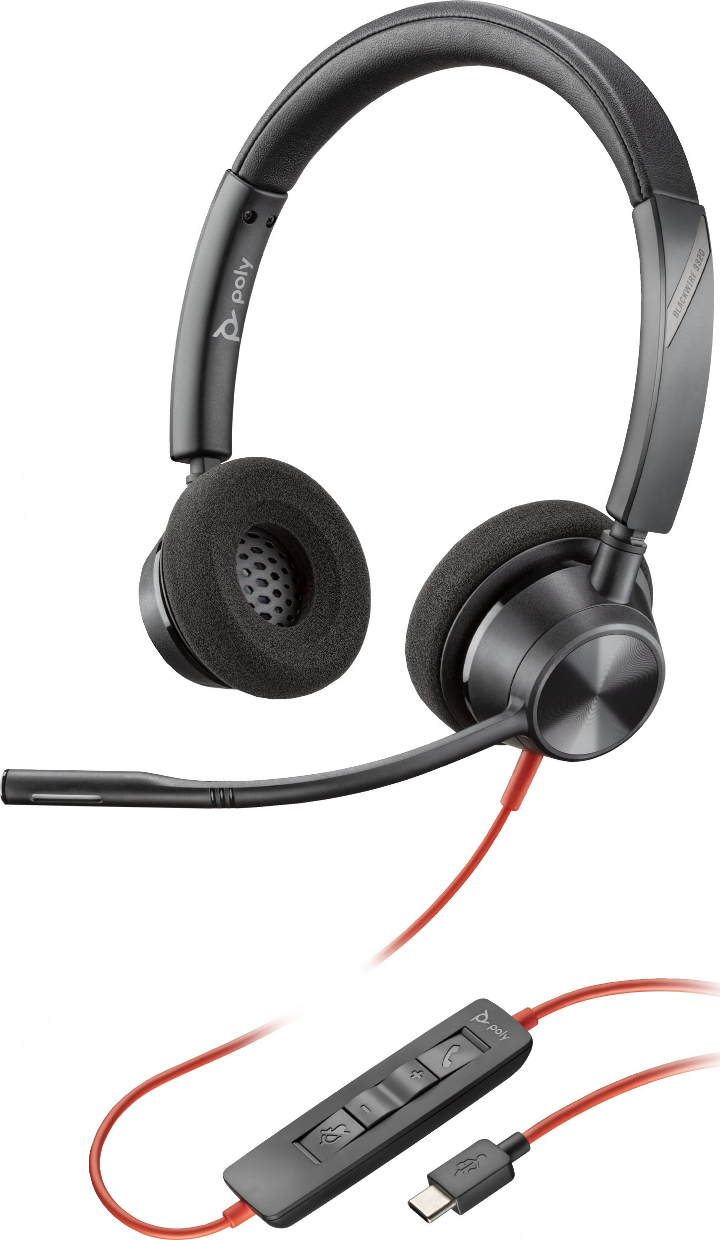 Kufje со микрофон Poly Blackwire 3320, USB, над уши, црни