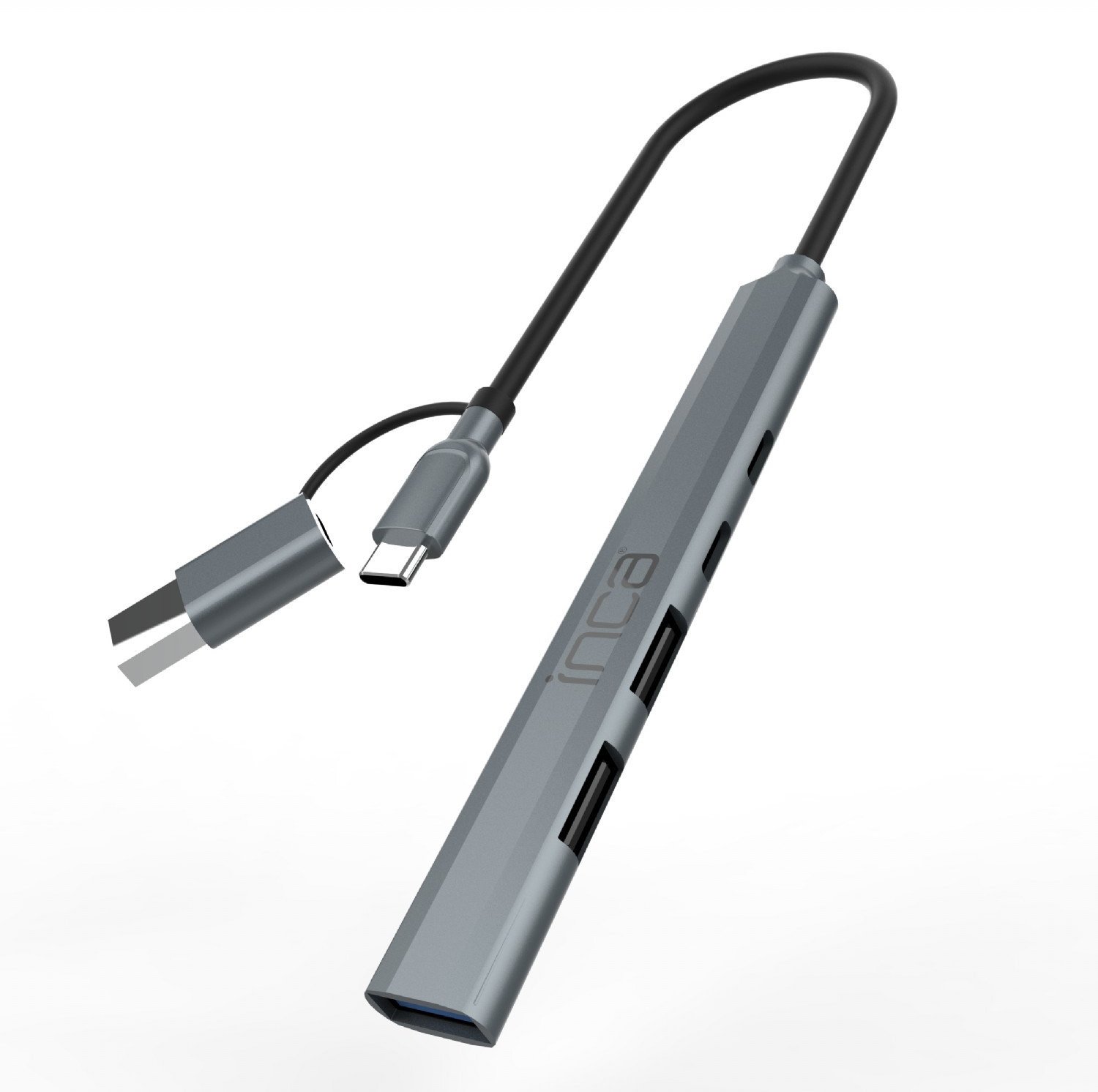 Adapter USB Hub Inca IUTP-06TX, 5 porta, 100W, gri