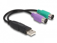 Адаптер PS2 во USB DeLOCK 61051, 2x Mini DIN 6 pin, 0.17 m, црн зелен виолетов
