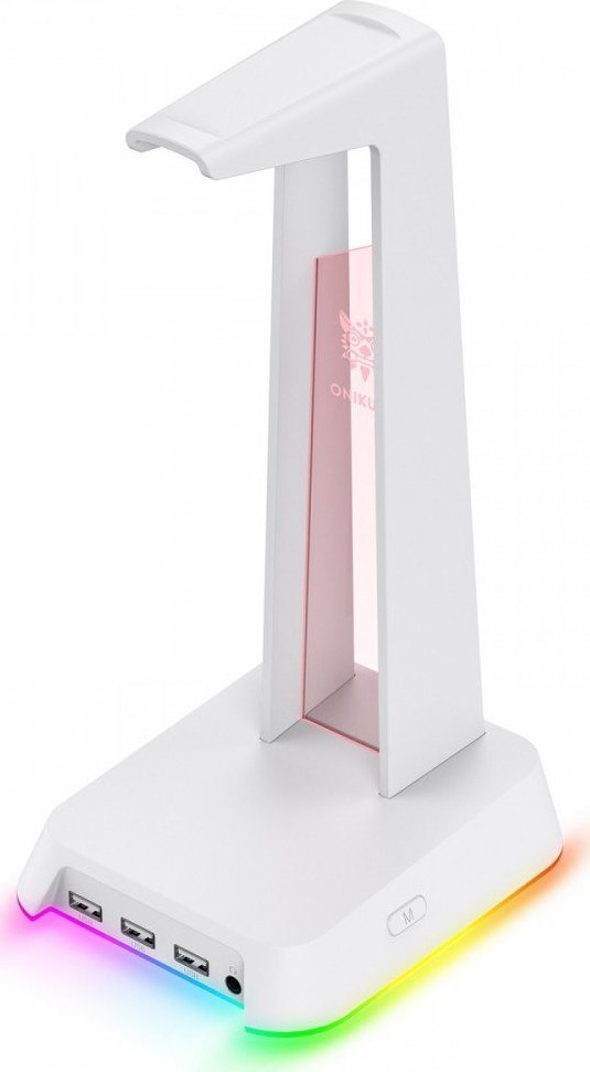 Qëndrim për kufje Onikuma ST2, RGB, 3x USB, i bardhë