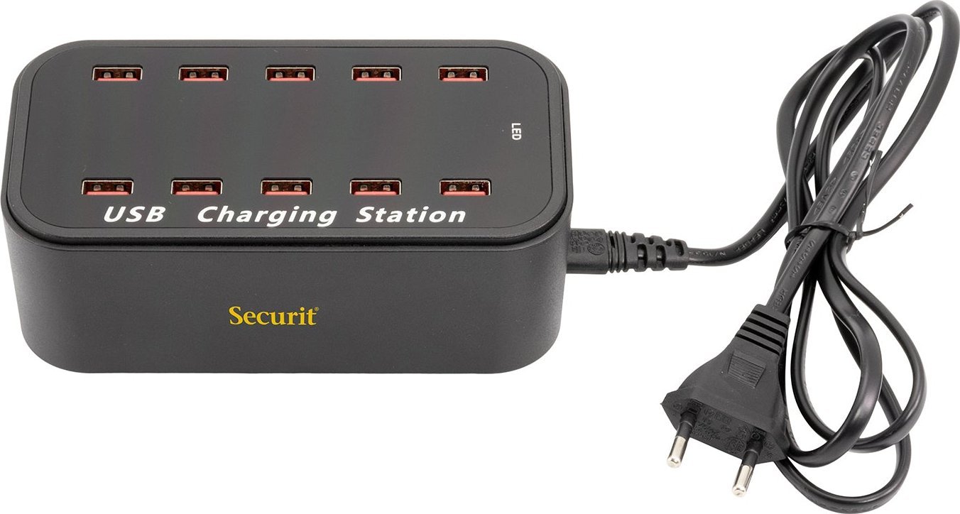 Karikues USB për menu LED Securit MC-LD-MC10, multi karikues për 10 menu, i zi