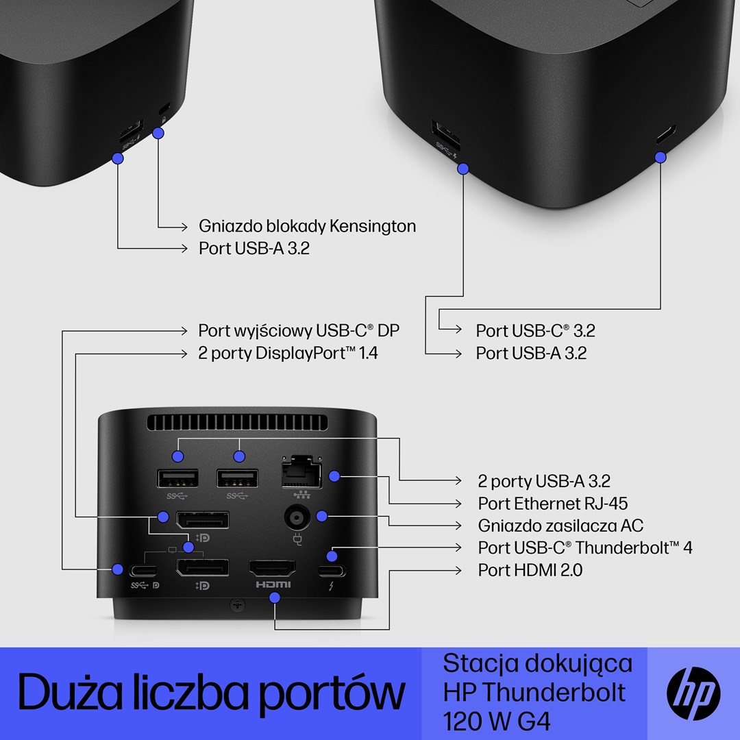 Stacion lidhës HP Thunderbolt G4, 4K, 100W, Thunderbolt 4, i zi
