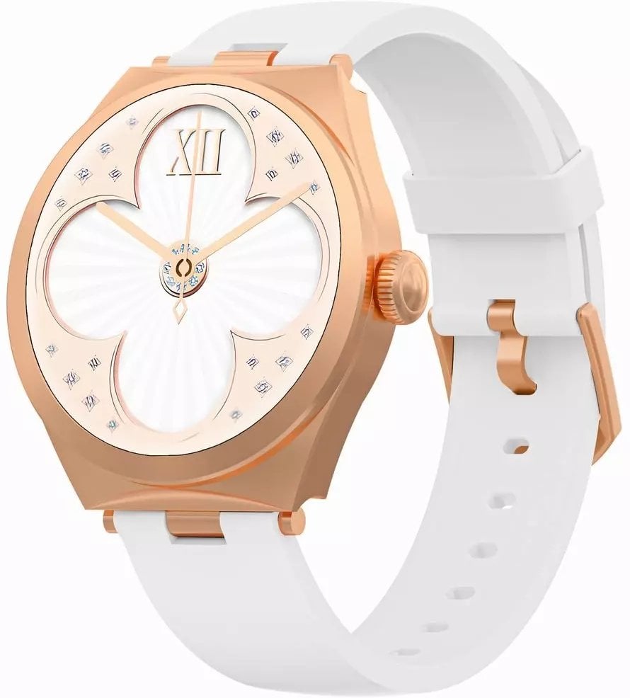 Smartwatch Gravity GT25-4, ekran inteligjent, rrip silikoni, rozë ari me të bardhë