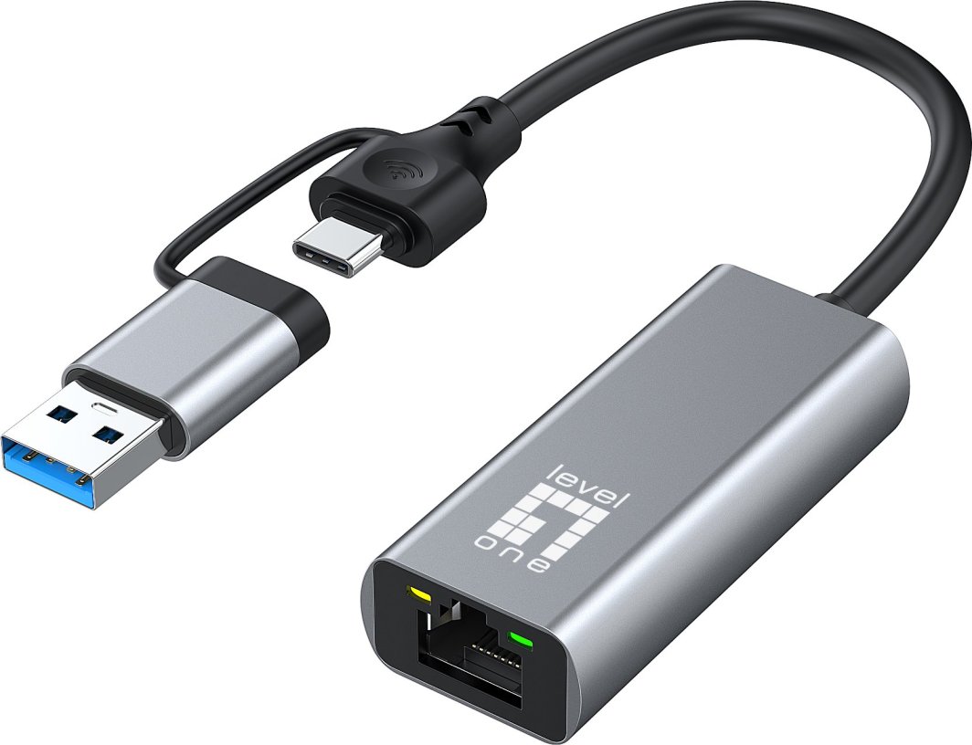 Adaptor rrjeti LevelOne USB-0423, 2.5 Gigabit Ethernet, USB-C dhe USB-A