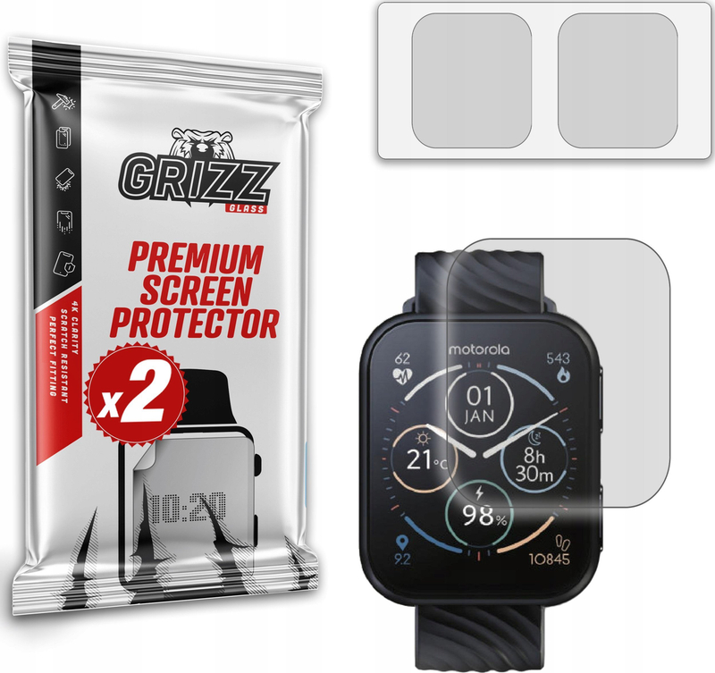 Mbrojtëse ekrani GrizzGlass PaperScreen për Motorola Moto Watch 200, mat, paketim me 2 copë