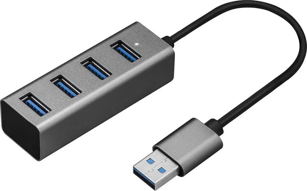 USB hub YENKEE YHB 4300, 4 porta, trup metalik, gri