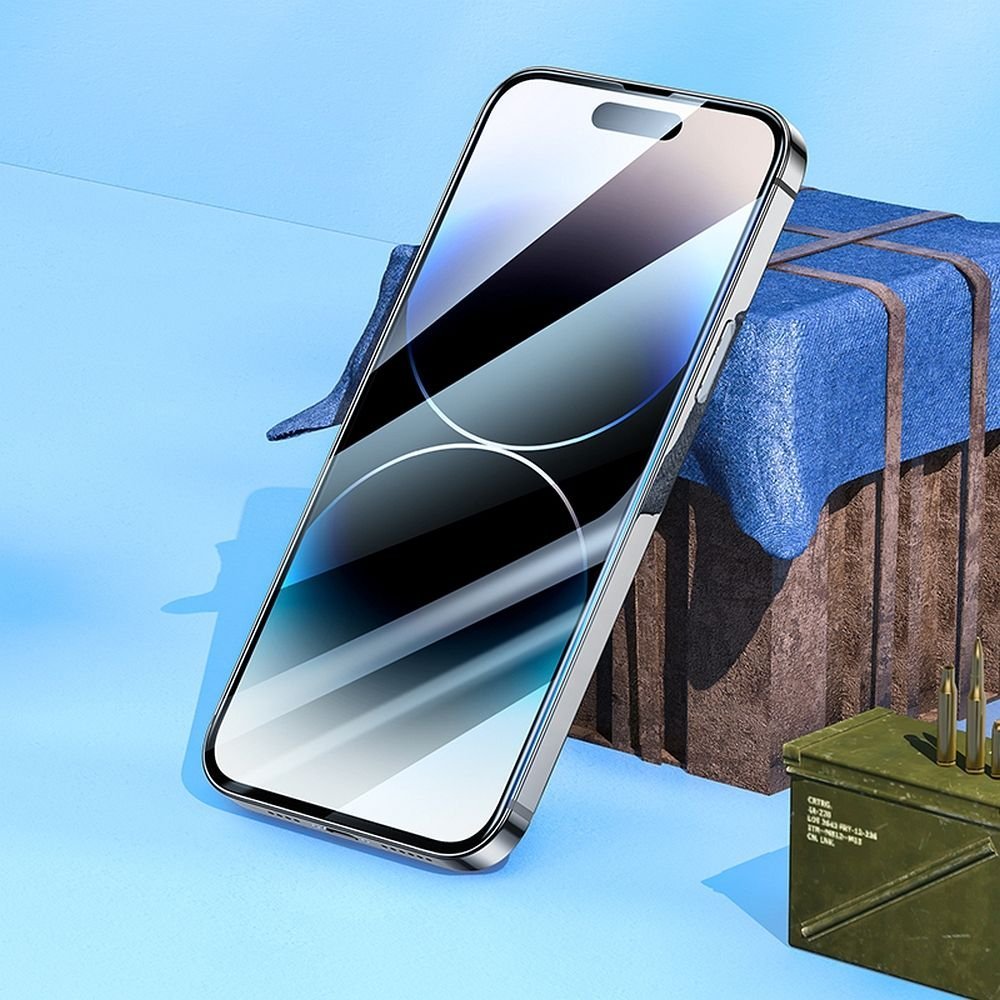 Set xhama mbrojtës Hoco për iPhone 14 Pro, 25 copë, tempered glass HD, transparent
