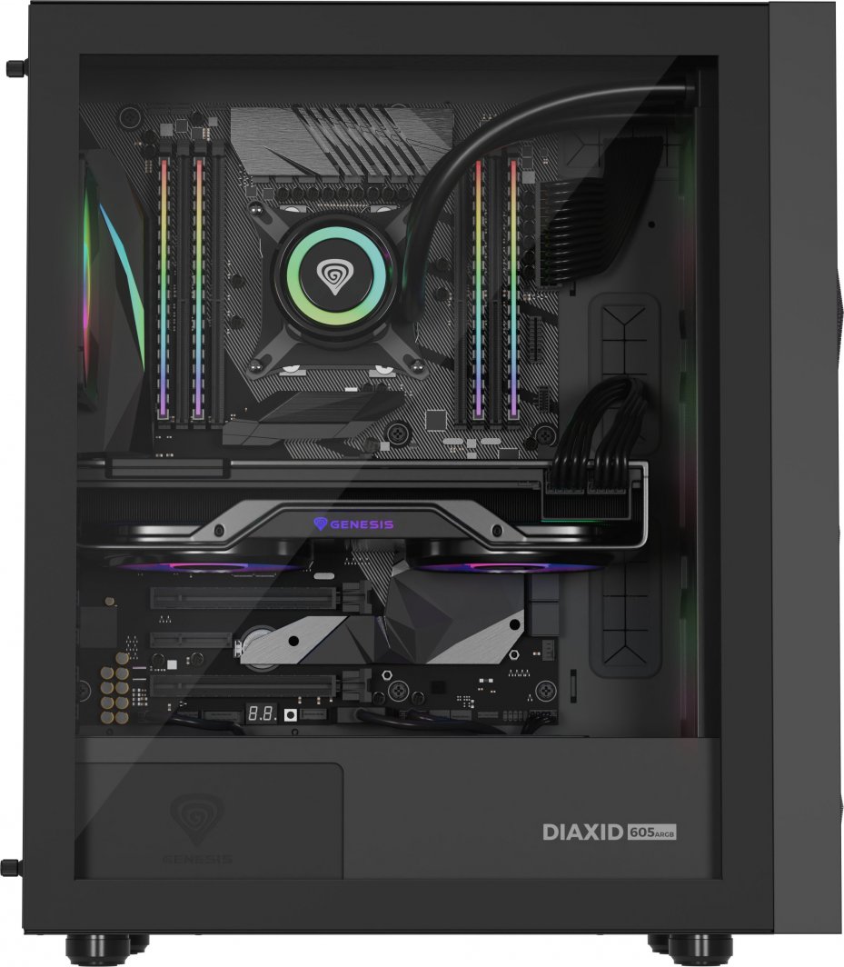 Kasë Genesis Diaxid 605 ARGB, e zezë, Midi Tower