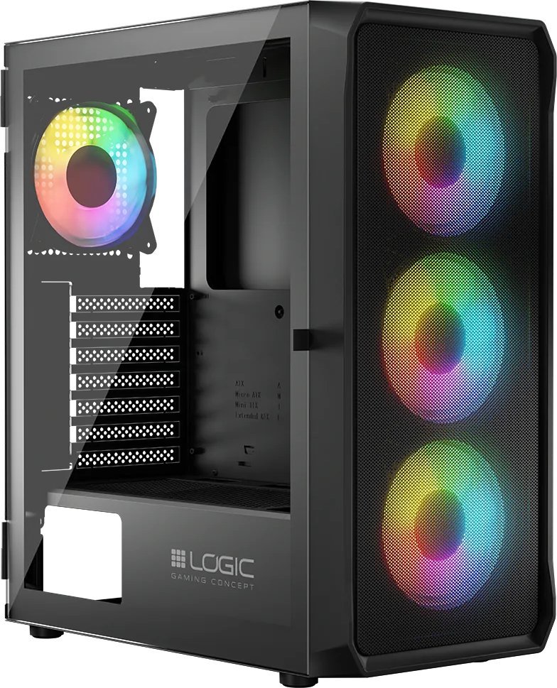 Kase kompjuteri Logic Concept Portos ARGB, MIDI Tower, xham i kalitur, e zezë