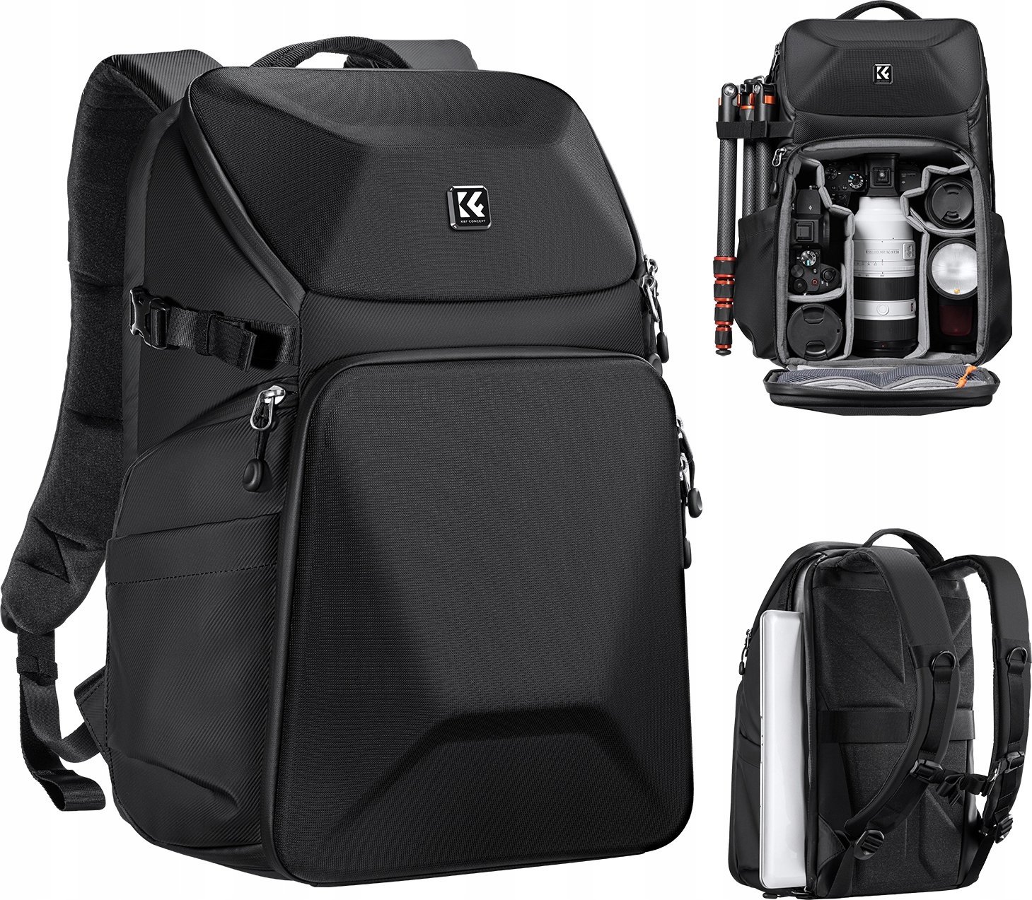 Çantë shpine K&amp;F Concept për kamerë, 17L, e papërshkueshme nga uji, e zezë