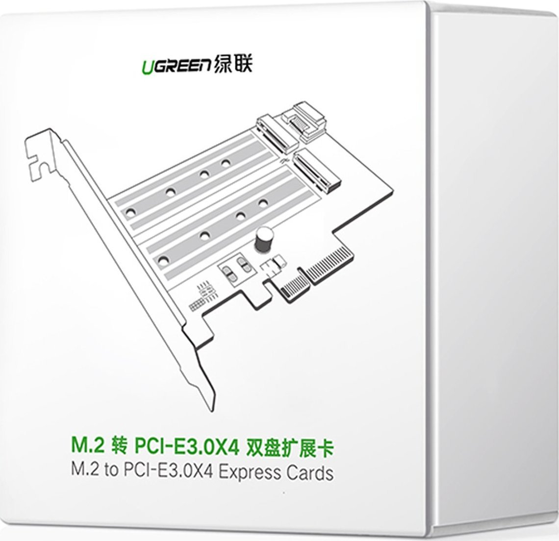 Adapter kontrollues Ugreen PCIe 3.0 x4, për SSD M.2 M-Key dhe B-Key, i zi