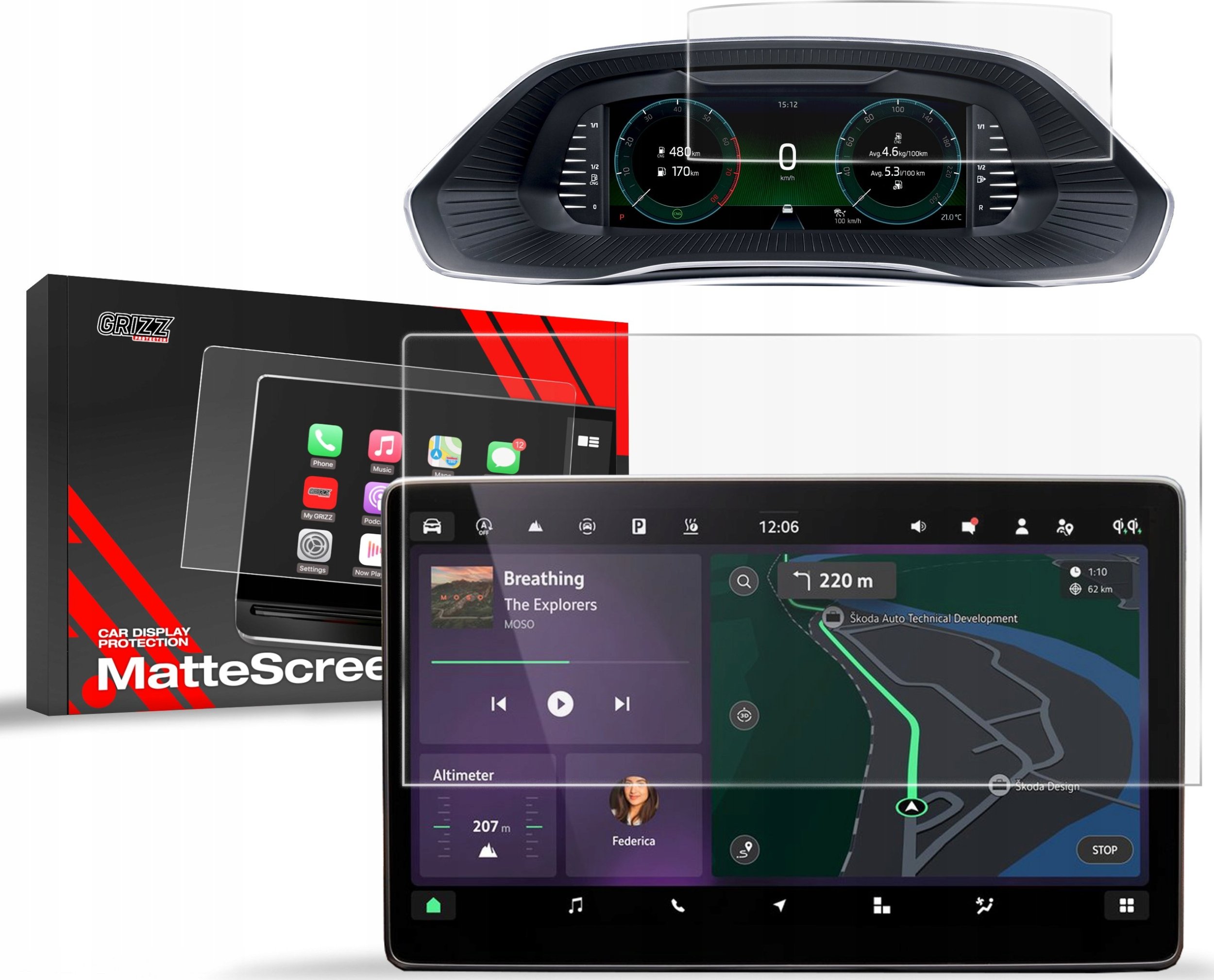 Shishe pastrimi 2in1 për ekran Škoda Octavia 4 13", kundër gjurmëve të gishtërinjve