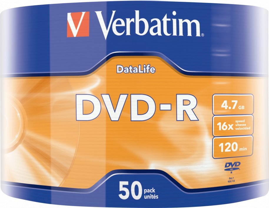 DVD disk Verbatim DataLife, 4.7GB, 16x, paketë 50 copë, Matt Silver