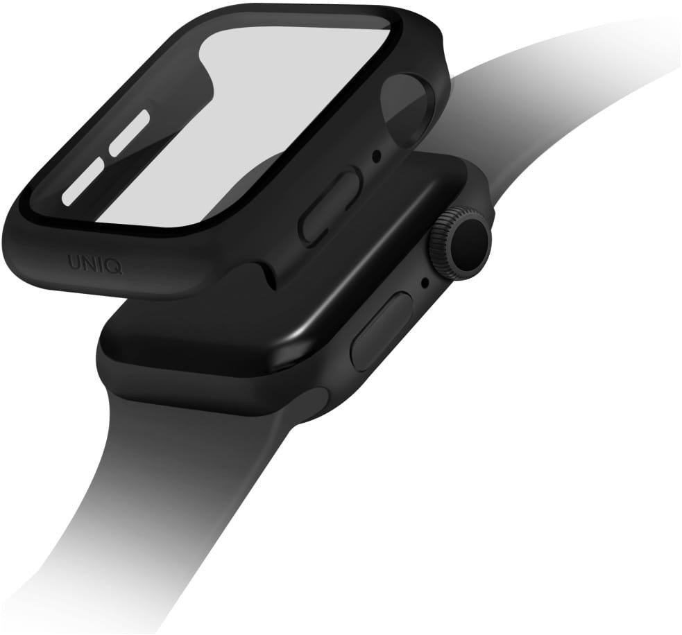 Mbulesë Uniq Nautic për Apple Watch 42mm, mbrojtëse plastike me xham, e zezë