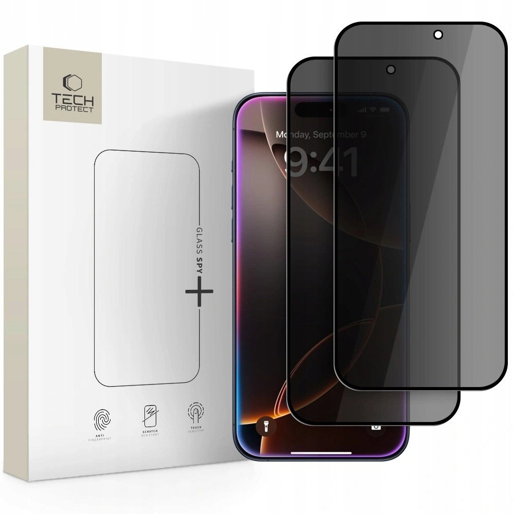 Xham mbrojtës privatësie Hofi Tech Protect Glass Spy Plus, 2 copë, për iPhone 16 Pro Max dhe 17 Pro Max, transparent
