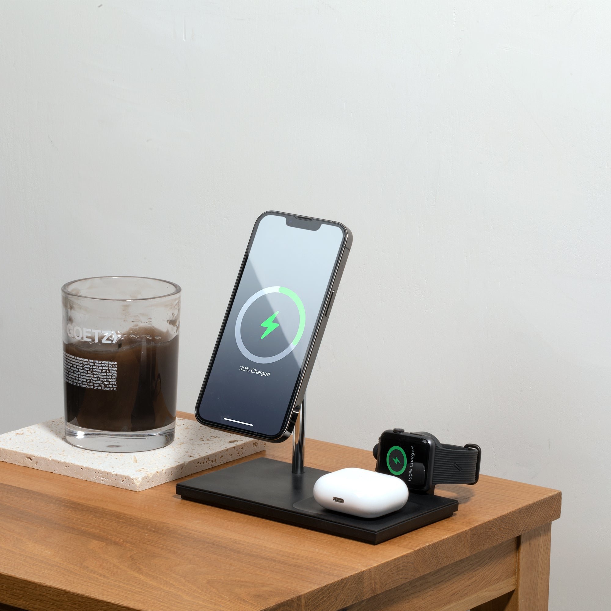 Karikues 3 në 1 wireless Native Union Snap, magnetik, për iPhone AirPods Apple Watch, i zi