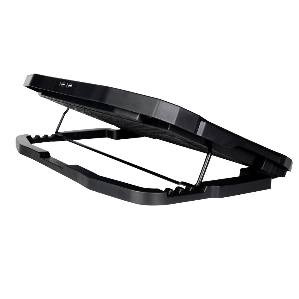 Ftohës për laptop Spacer, 17", 4 ventilatorë LED blu, i zi