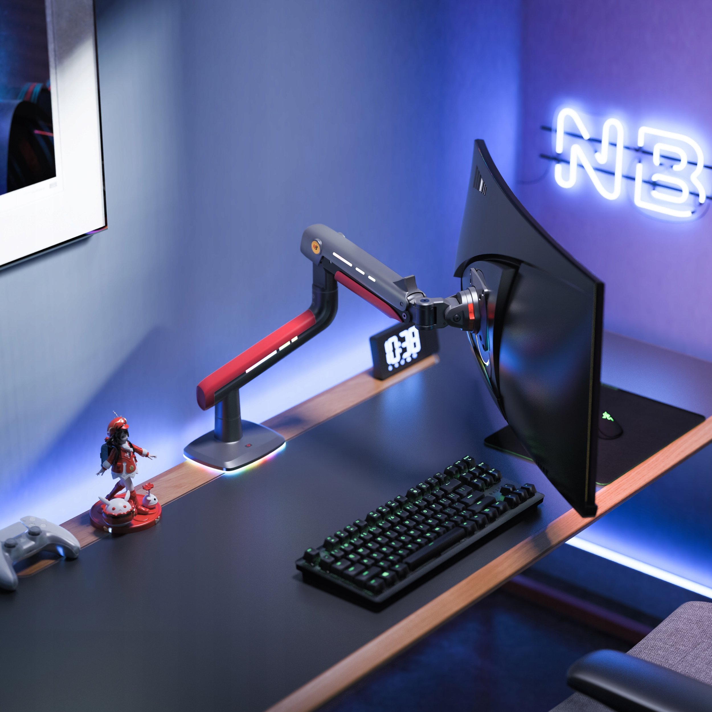 Krah monitori gaming Northbayou L50, 32-60", me RGB, i kuq