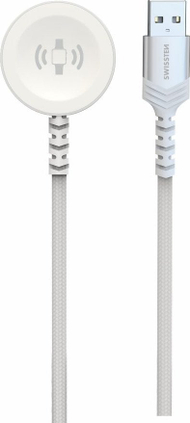 Kabllo magnetike Swissten për Apple Watch, USB A, 1.2 m, e bardhë