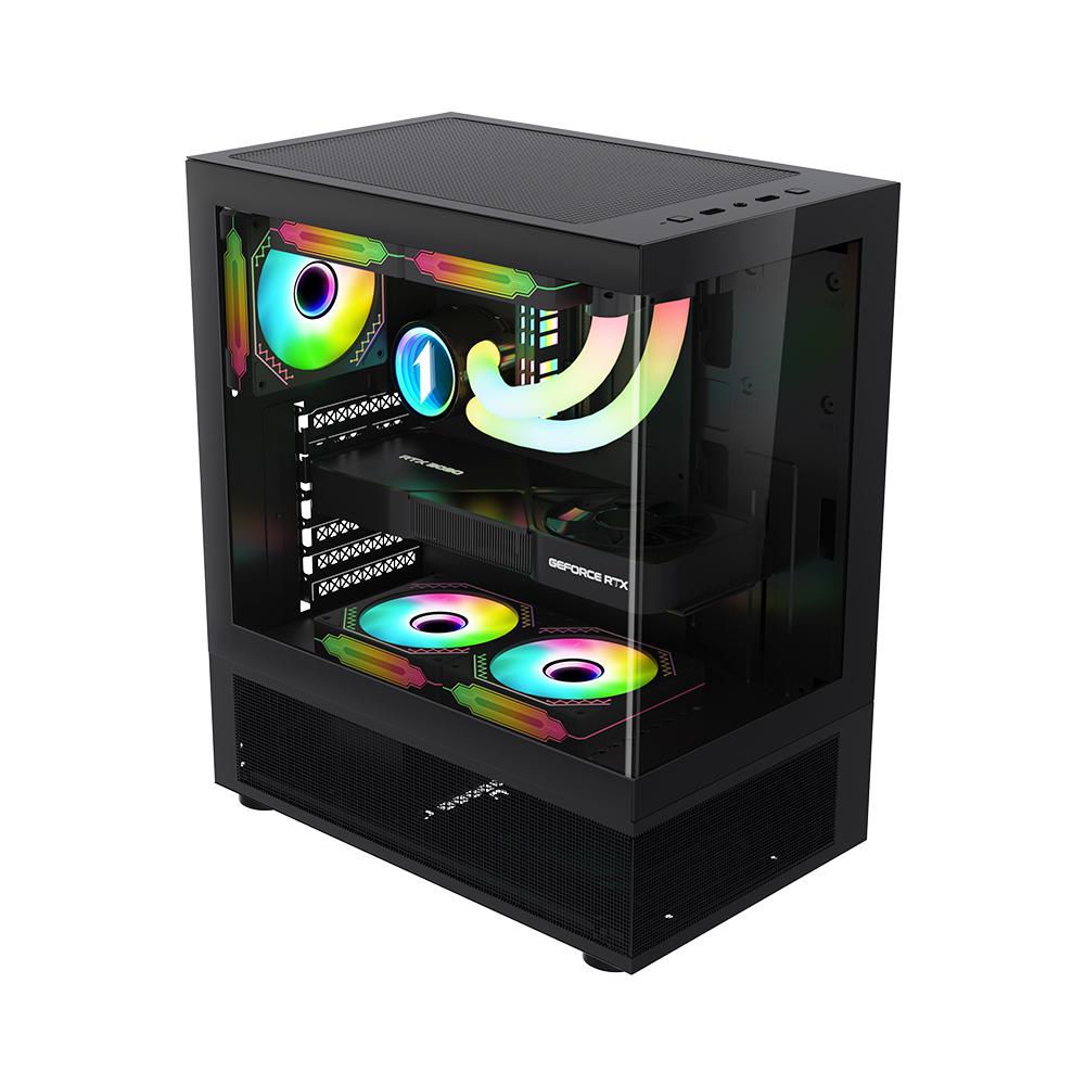 Kuti kompjuteri 1STPLAYER Gaming MI7-a, ATX Mid Tower, xham i temperuar, e zezë