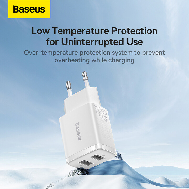 Karikues Baseus, 2xUSB-A, 10.5W, i bardhë
