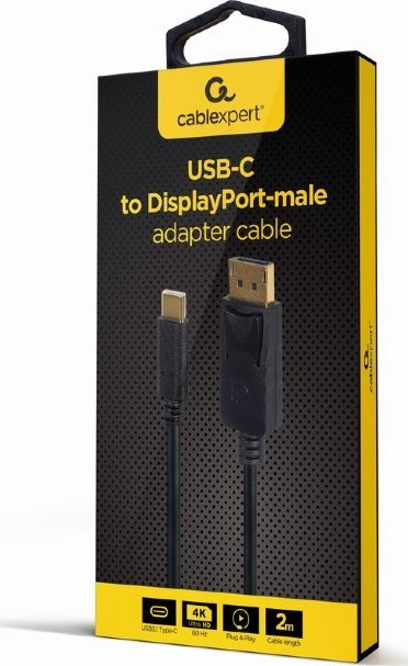 Kabllo Gembird USB-C në DisplayPort, 2m, e zezë
