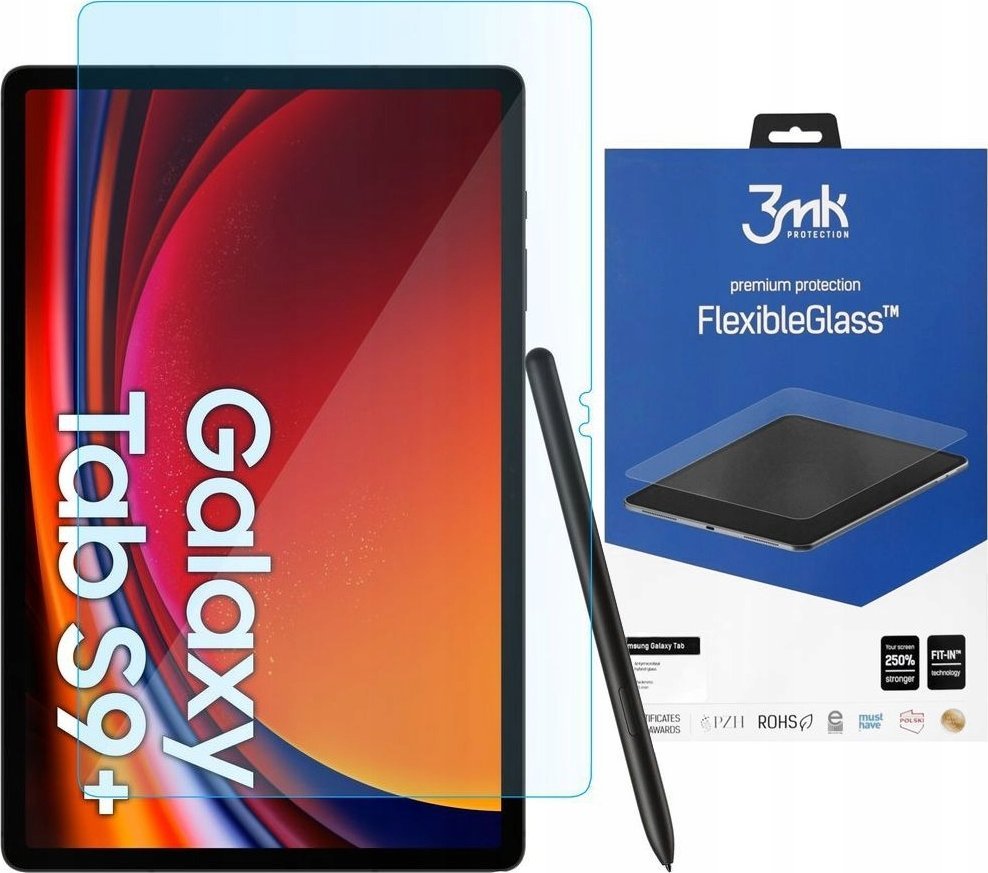 Stiker mbrojtës ekrani 3MK FlexibleGlass për Samsung Galaxy Tab S9+, 13", xham hibrid, transparent