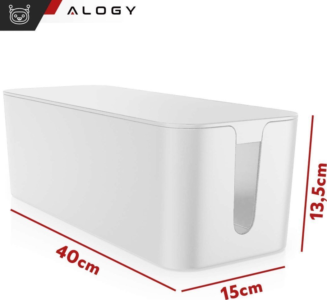 Kuti organizuese për kabllo Alogy Box Large L, 40 cm, plastike PVC, e bardhë