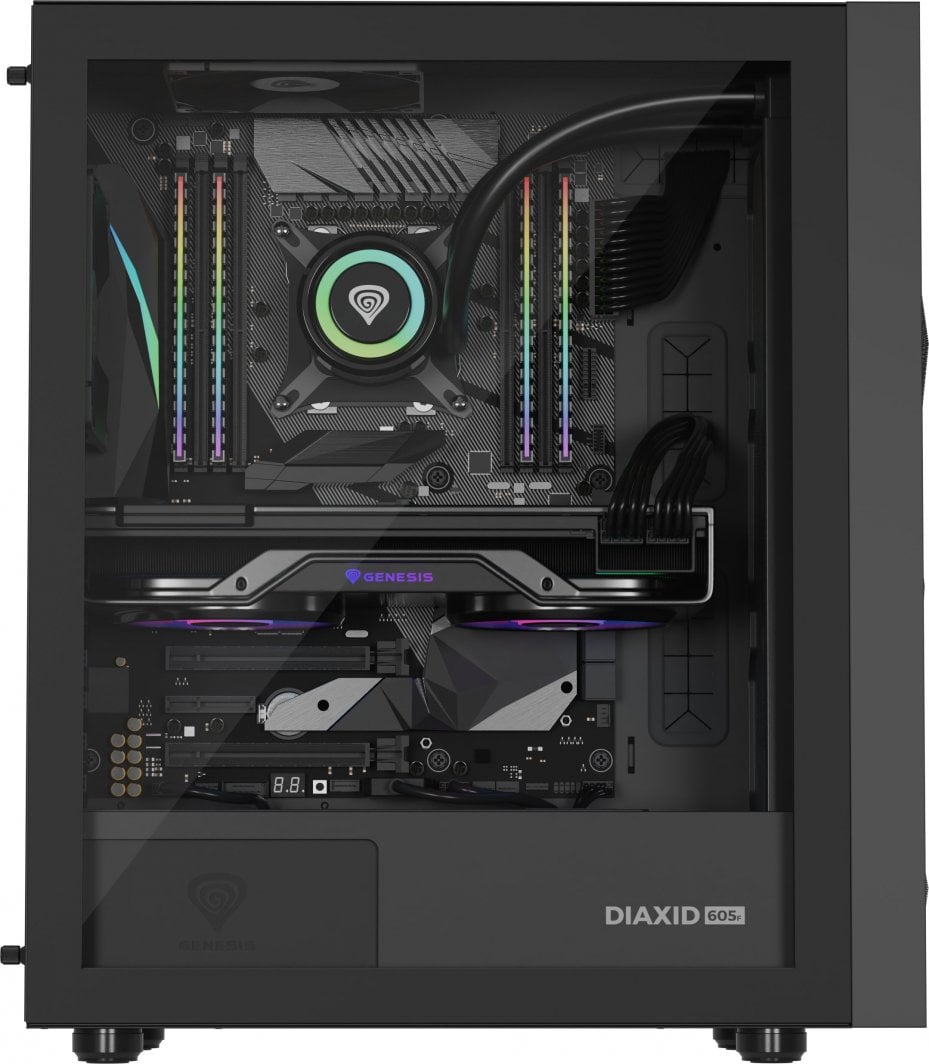 Kasë Genesis Diaxid 605F, e zezë, Midi Tower