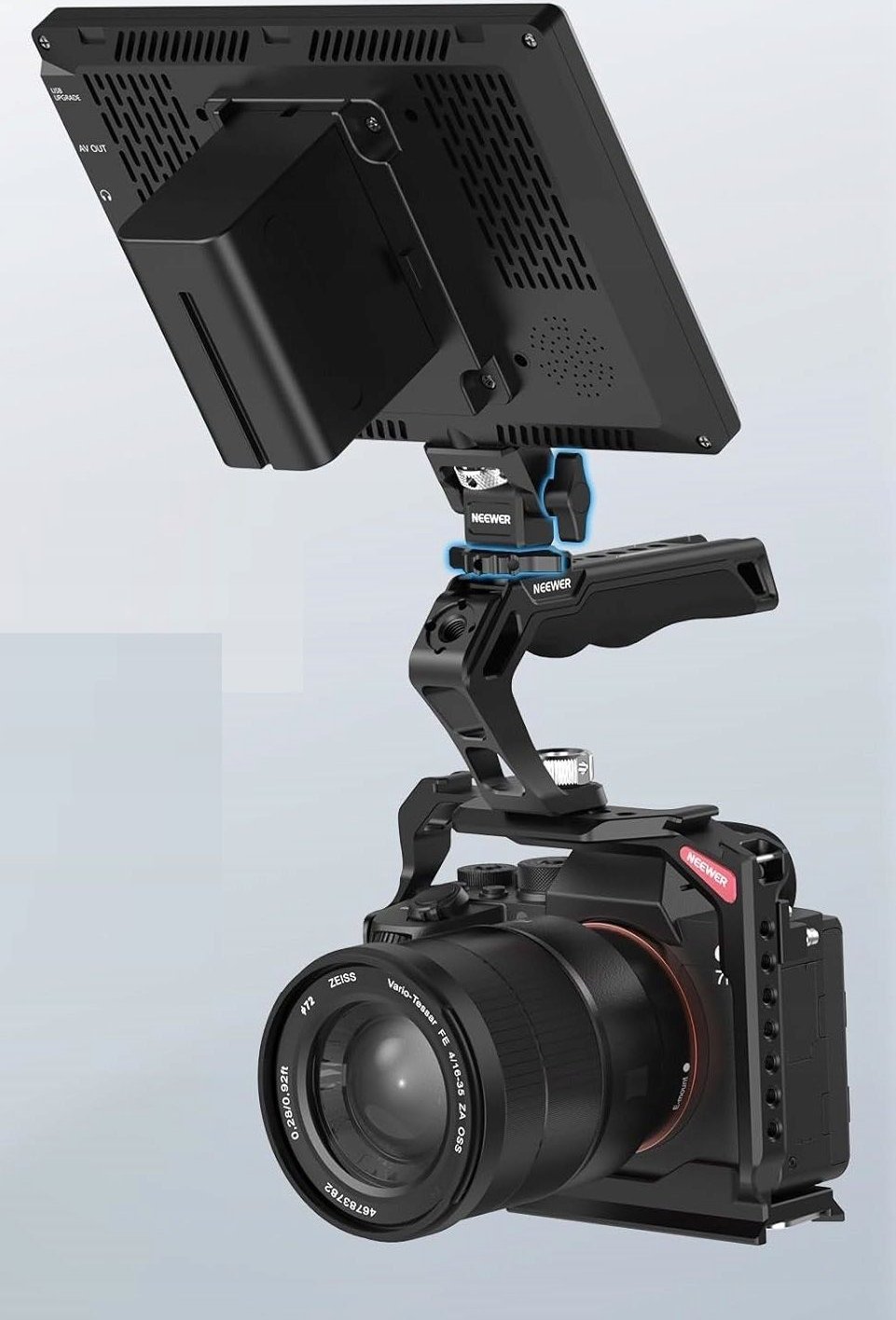 Kokë trepike profesionale NEEWER MA002, rrotullim 360°, fije 1/4", e zezë