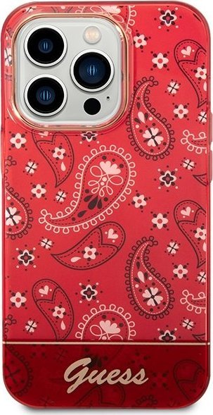 Futrollë për telefon Guess GUHCP14XHGBNHR, për iPhone 14 Pro Max, hardcase, e kuqe Bandana Paisley