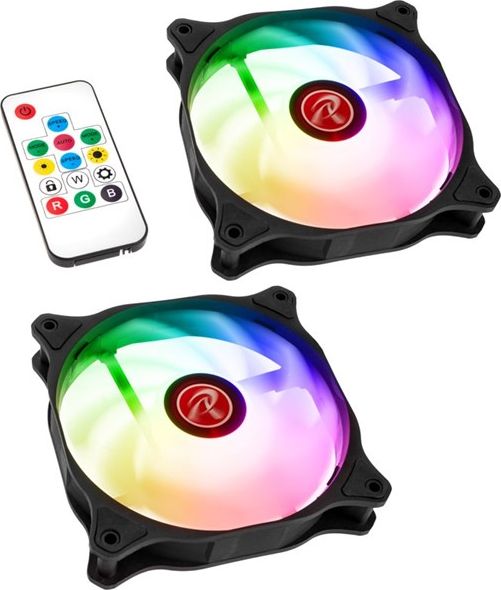 Ventilatorë kase Raijintek EOS 12 RBW ADD, 120mm, set 2 copë me hub dhe telekomandë, të zinj